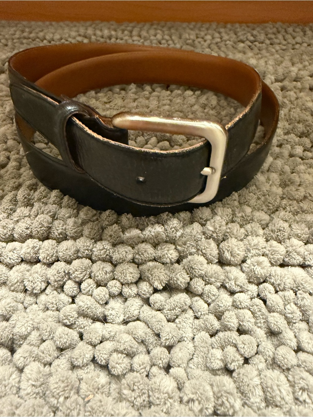 Men's Wearhouse Black Leather Belt with Silver Buckle 40